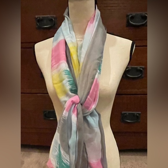 Pastel paint stroke Shawl size Sheer Scarf - Picture 2 of 4
